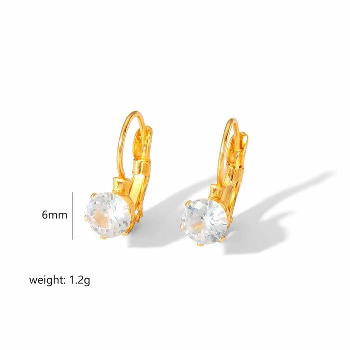 1 Pair Sweet Classic Style Geometric Shape Stainless Steel  Gold Color Stud Earrings Inlay Zircon Women's Hoop Earrings Picture3